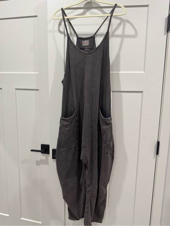 FP Movement by Free People Pants - FP Movement Hot Shot Onesie Charcoal Gray Oversized Strap Jumpsuit with Pockets